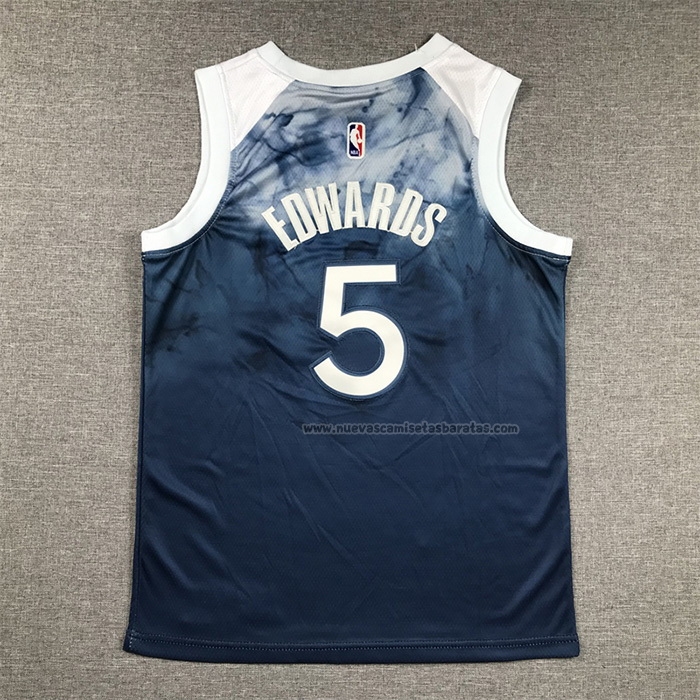 Camiseta Nino Minnesota Timberwolves Anthony Edwards NO 5 Ciudad 2023-24 Azul